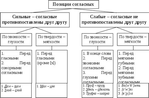 Взаимосвязь между слабой позицией и произношением согласных