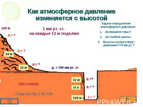 Влияние высоты на давление