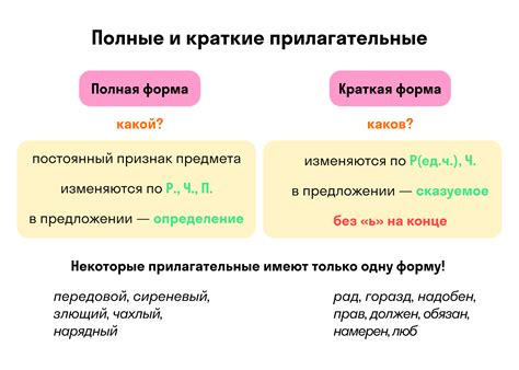 Влияние полной и краткой формы прилагательного на смысл предложения