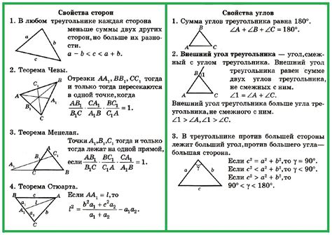 Геометрические свойства треугольника ABC