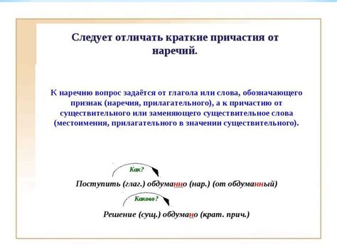 Грамматическая природа кратких причастий