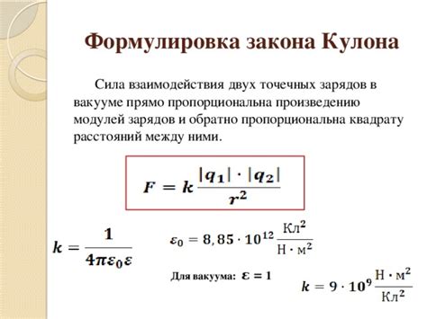 Закон Кулона и сила между точечными зарядами