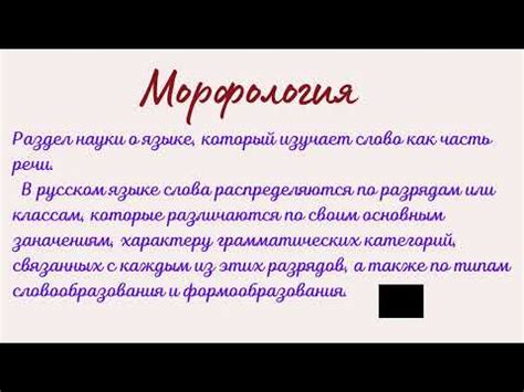 Значение морфологических признаков в изучении русского языка