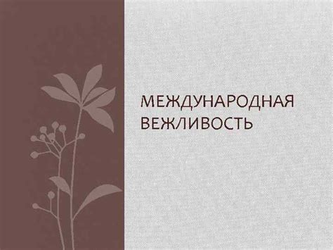 История и происхождение понятия "международная вежливость"