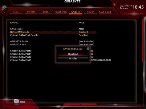 Конфигурация RAID-массивов с использованием NVMe в BIOS Gigabyte