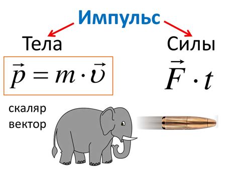 Направление движения тела и его импульса