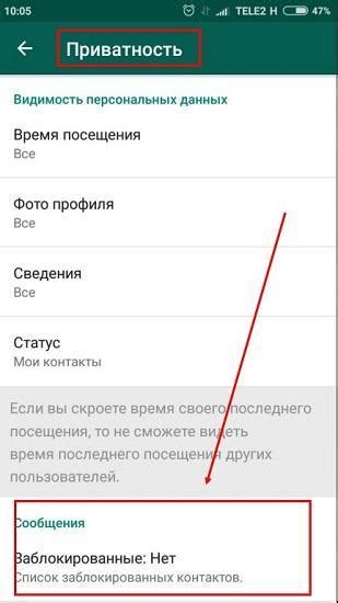 Обзор черного списка в WhatsApp