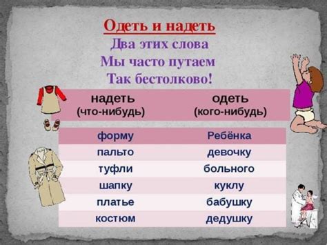 Одеть и надеть: синонимические слова