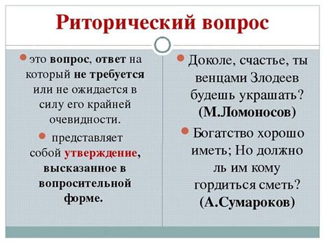 Определение риторического вопроса в литературе