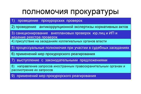 Основные полномочия прокуратуры