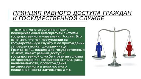 Основные принципы равного доступа к государственной службе