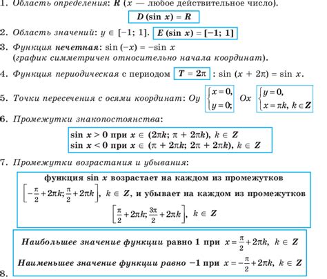 Основные свойства синуса минус первой степени