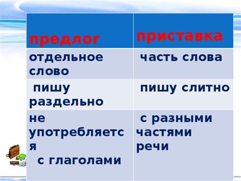 Особенности использования предлогов с разными частями речи