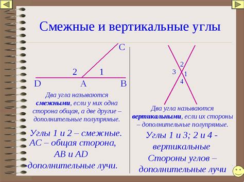 Понятие смежных углов и их свойства