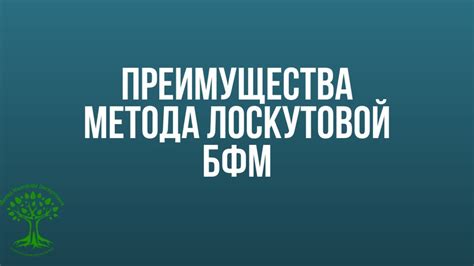 Преимущества использования метода лоскутовой в БФМ