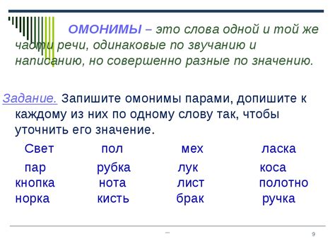 Примеры грамматических омонимов в русском языке