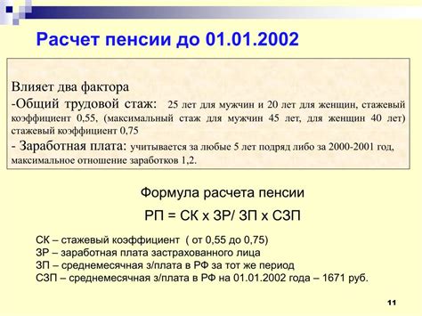 Примеры расчета пенсионного коэффициента