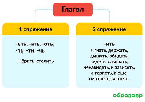 Примеры спряжения глаголов