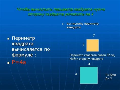 Пример вычисления периметра квадрата с площадью 48 см2