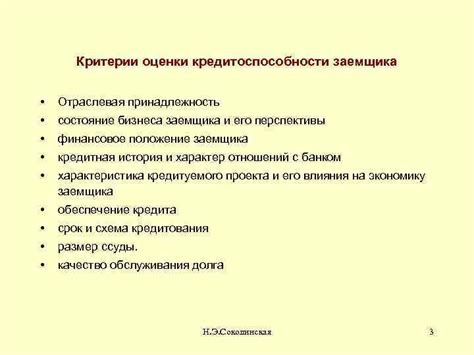 Развитие и перспективы ДСЖ заемщика