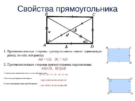 Размеры и свойства сторон прямоугольника