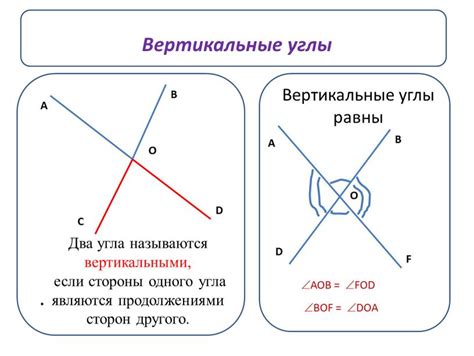 Свойства вертикальных углов: равенство имерность