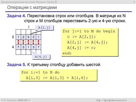 Строки и столбцы в матрице