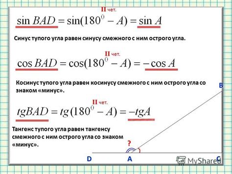 Формула суммы смежных углов