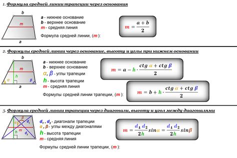 Формулы для вычисления длины средней линии